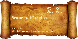 Remmert Klaudia névjegykártya